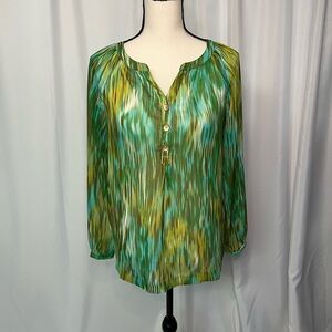 Jones New York Semi Sheer Shades of Green Blouse